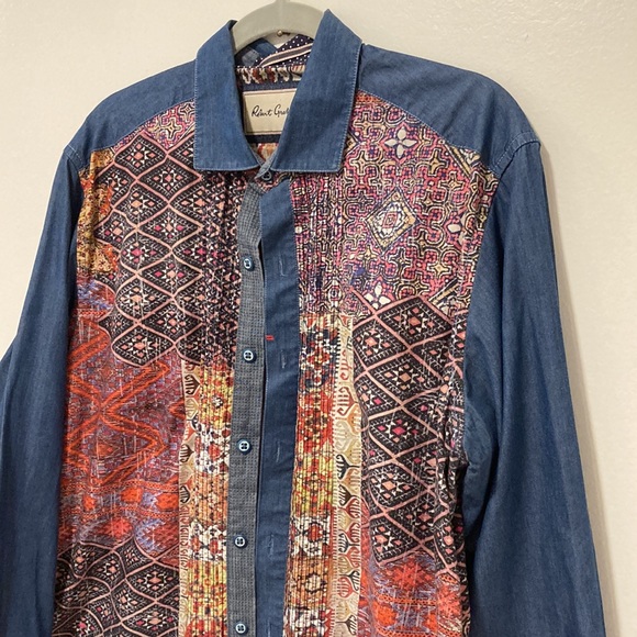 Robert Graham Other - Robert Graham Long Sleeve Shirt Blue Shirt with Multicolor Design Size XL